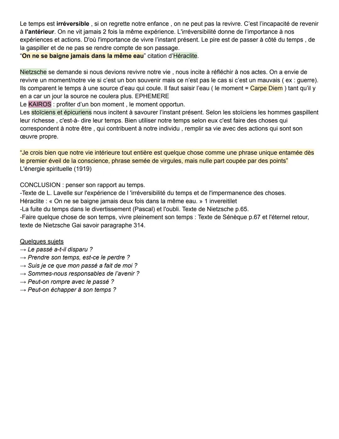# PHILOSOPHIE
## LE TEMPS

INTRODUCTION
Expressions avec le mot temps:

- avoir le temps → possession ou échappement
- être de son temps → é