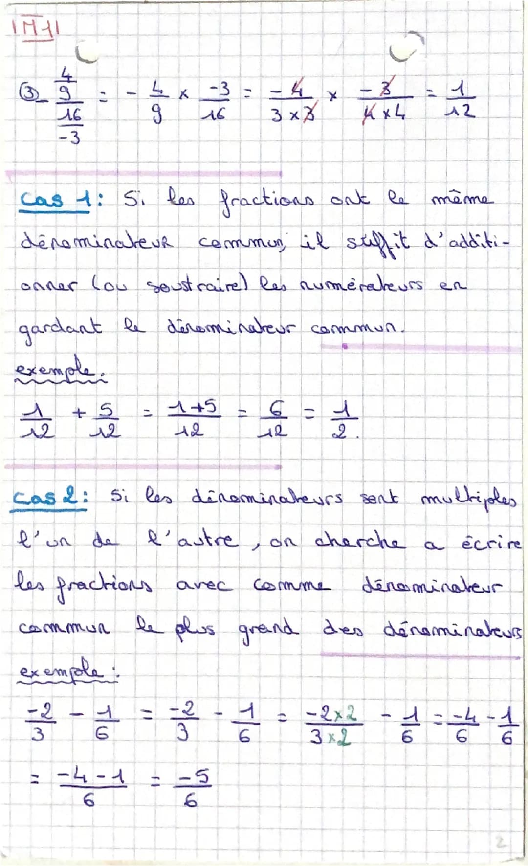 Maths.

IFHI

Puissance et

racine carré

nde

1) fraction

$\frac{a}{b} \times \frac{c}{d} = \frac{a \times c}{b \times d}$

①$\frac{-2}{7}