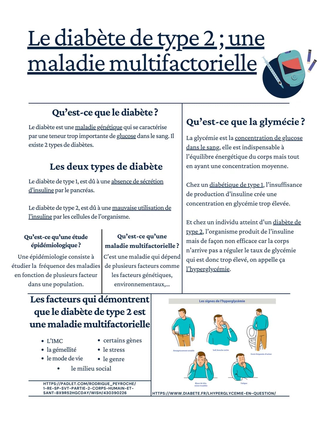 Le diabète de type 2 ; une
maladie multifactorielle
Qu'est-ce que le diabète ?
Le diabète est une maladie génétique qui se caractérise
par u