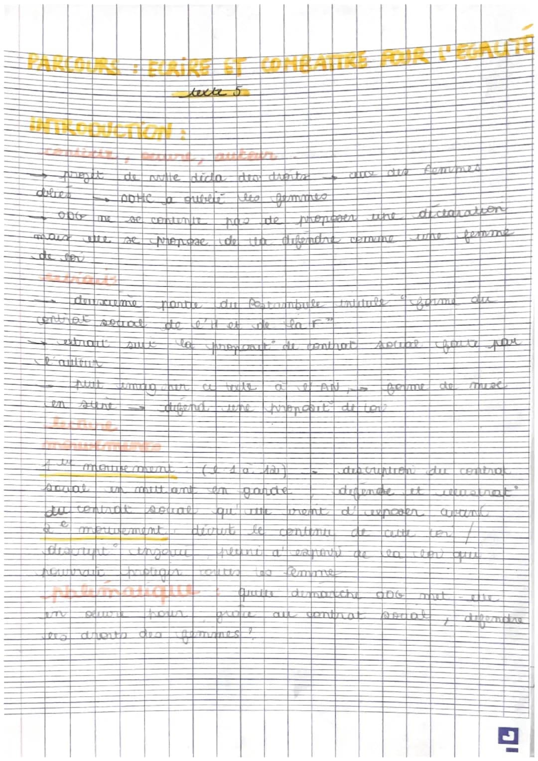Classe 103
Parcours: Écrire et combattre pour l'égalité
Texte 5: Déclaration des droits de la femme et de la citoyenne, Olympe de Gouges (Po