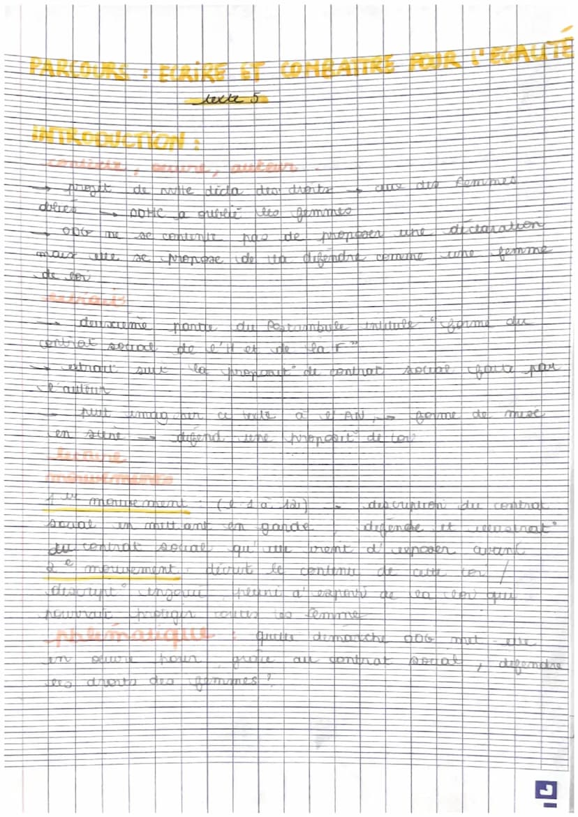 Classe 103
Parcours: Écrire et combattre pour l'égalité
Texte 5: Déclaration des droits de la femme et de la citoyenne, Olympe de Gouges (Po
