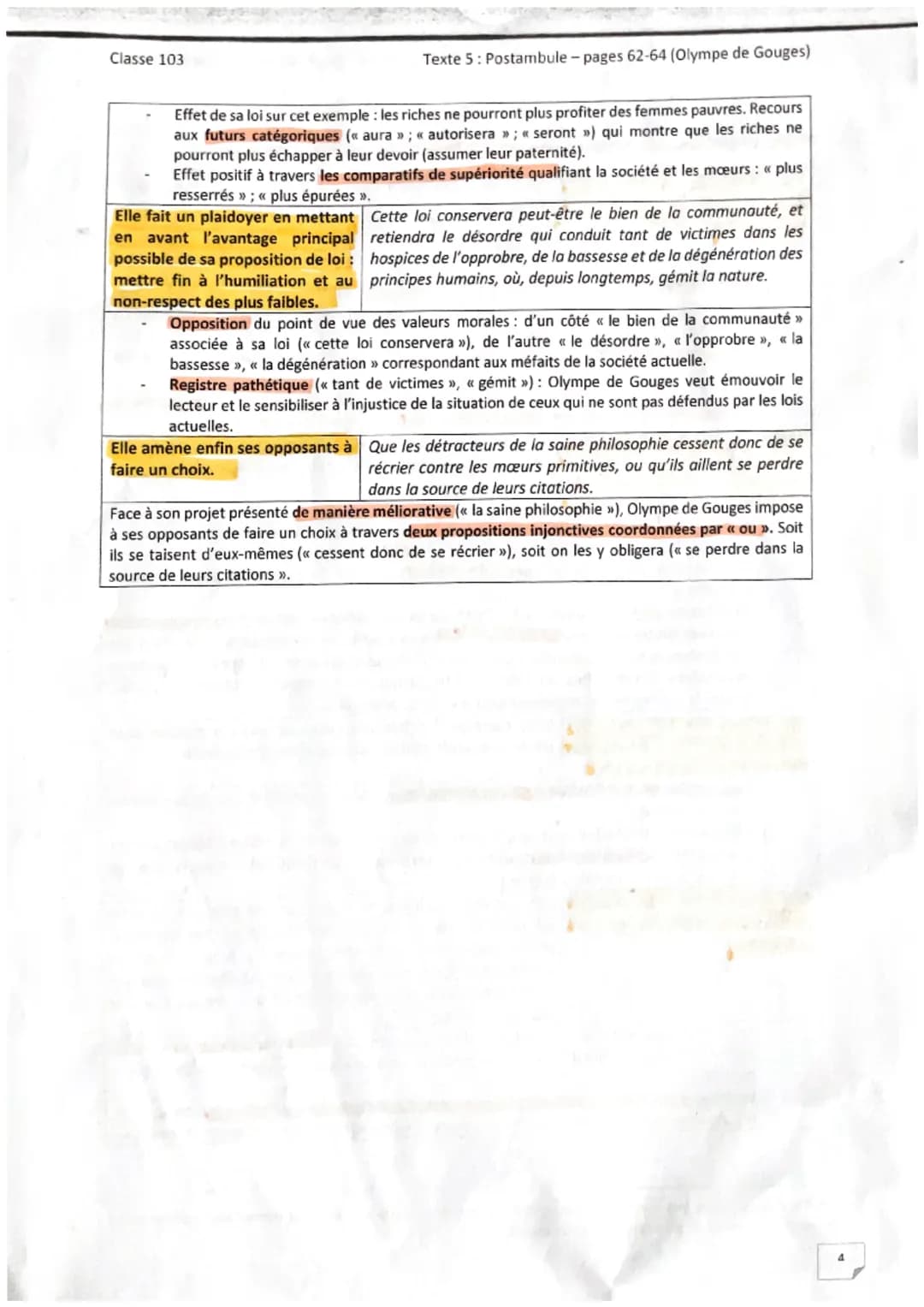 Classe 103
Parcours: Écrire et combattre pour l'égalité
Texte 5: Déclaration des droits de la femme et de la citoyenne, Olympe de Gouges (Po