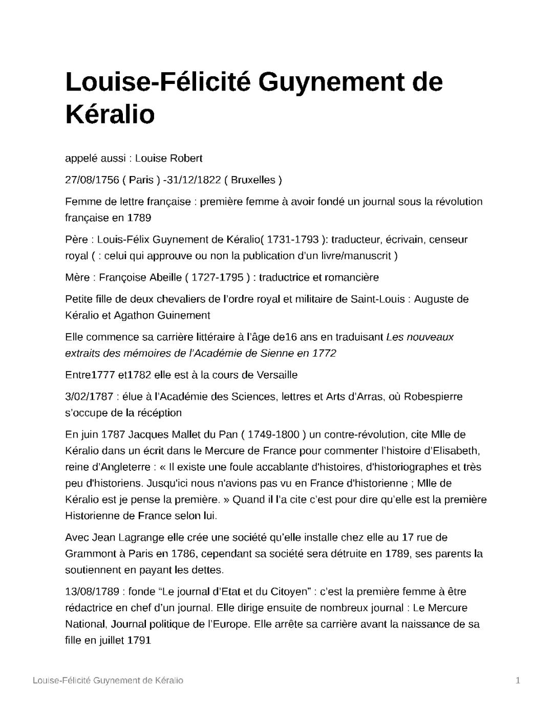 Louise-Félicité de Kéralio 