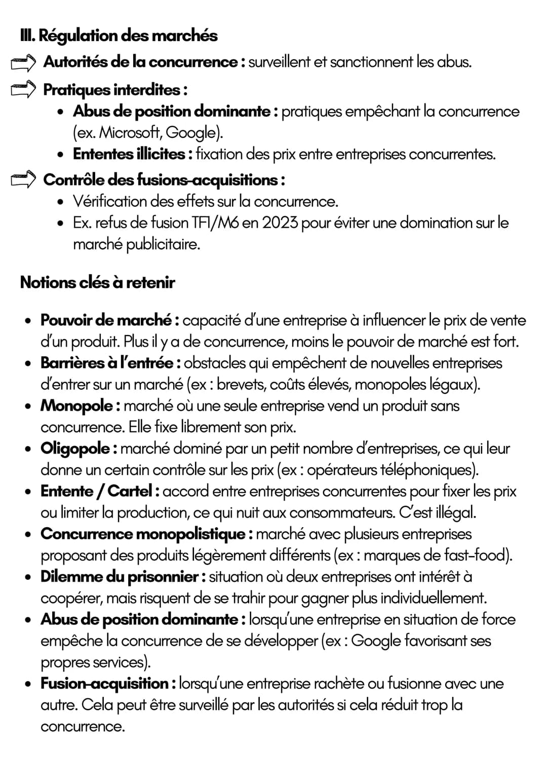LE FONCTIONNEMENT DES MARCHÉS
IMPARFAITEMENT CONCURRENTIELS
I. Pouvoir de marché et concurrence imparfaite
Pouvoir de marché: capacité d'une