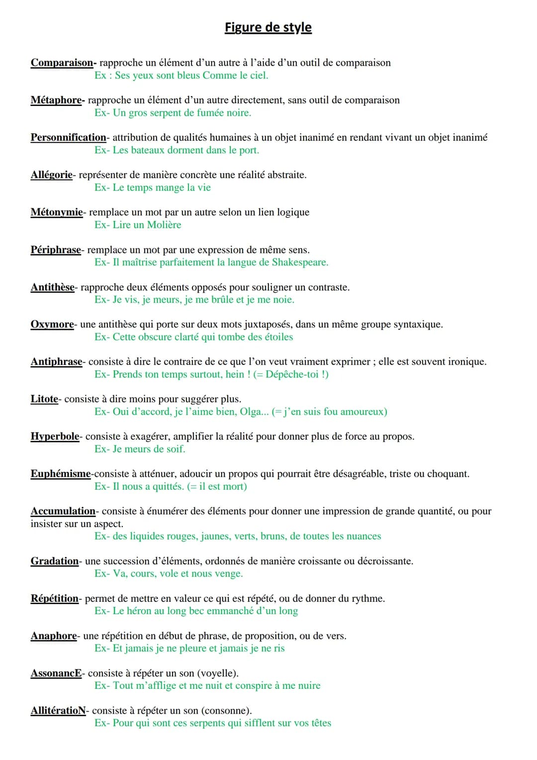Figure de style
Comparaison- rapproche un élément d'un autre à l'aide d'un outil de comparaison
Ex: Ses yeux sont bleus Comme le ciel.
Métap