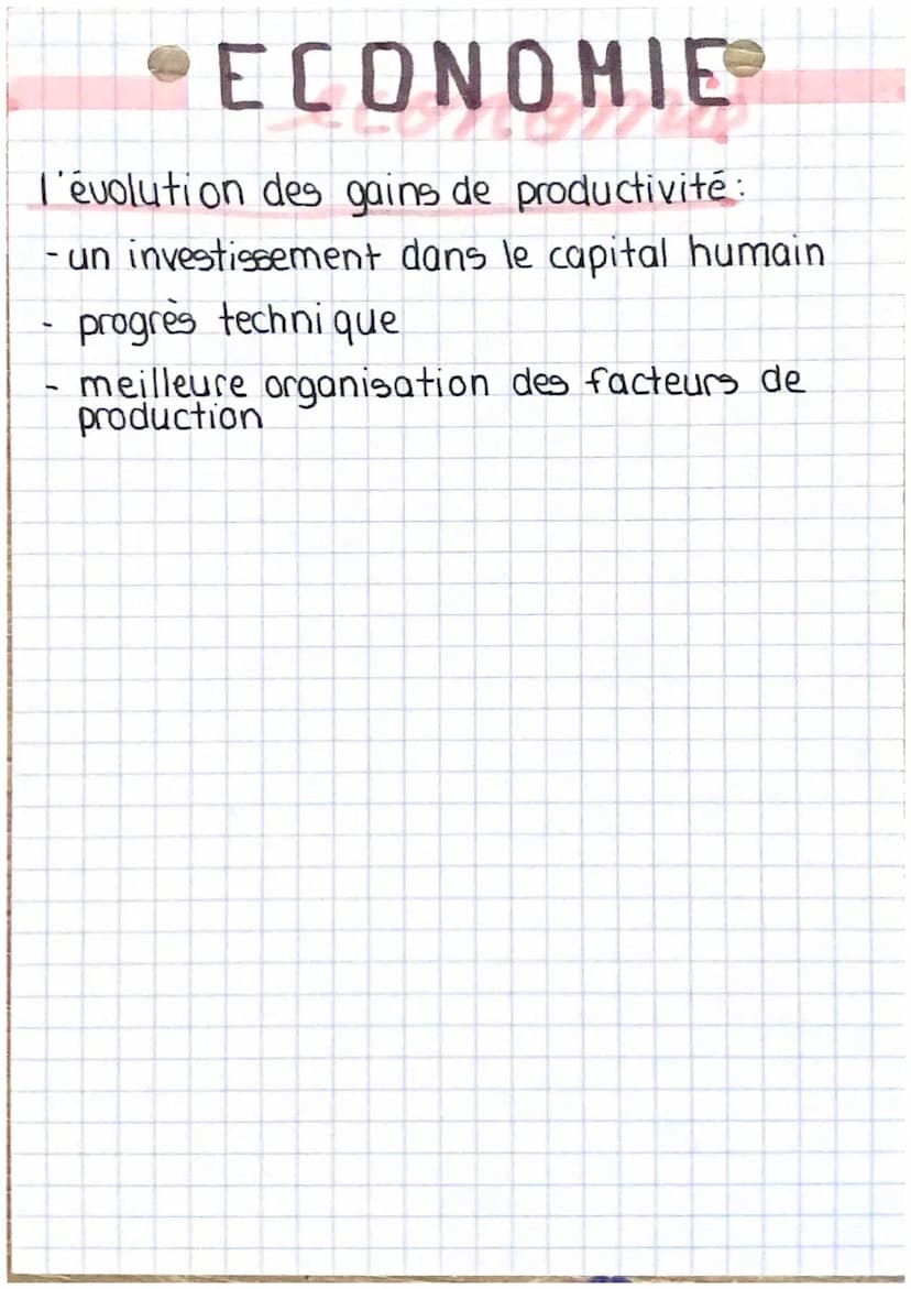 ECONOMIE
LA COMBINAISON DES FACTEURS DE PRODUCTION
facteur de production primaire
- facteur travail (main d'œuvre).
- facteur capital techni
