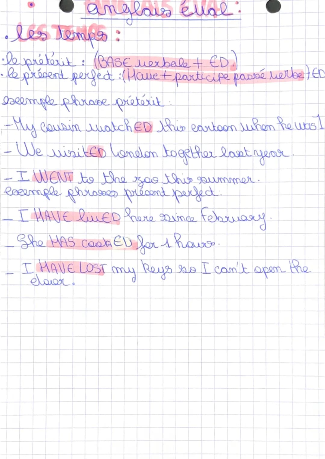 anglais verbe
prétérit:
↓
:> Action terminée, datée,
леновие
BASEBED EX: My cousin WATCHED this
VERBALE
cartoon ruhen he was 5
*EX: We visit