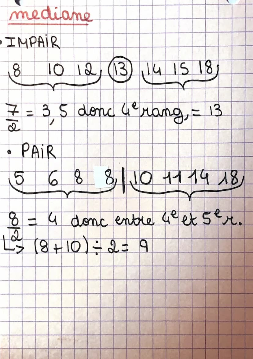 Statistiques
moyenne
10
8
10+ 8 + 7 + 15 +6 +5
6
• Note
coeff
= 8,5
moyenne pondérée
18 13 1 27
3
7 15 6 5
9,75
eten due
5
13 2 5 = 12
25
(1