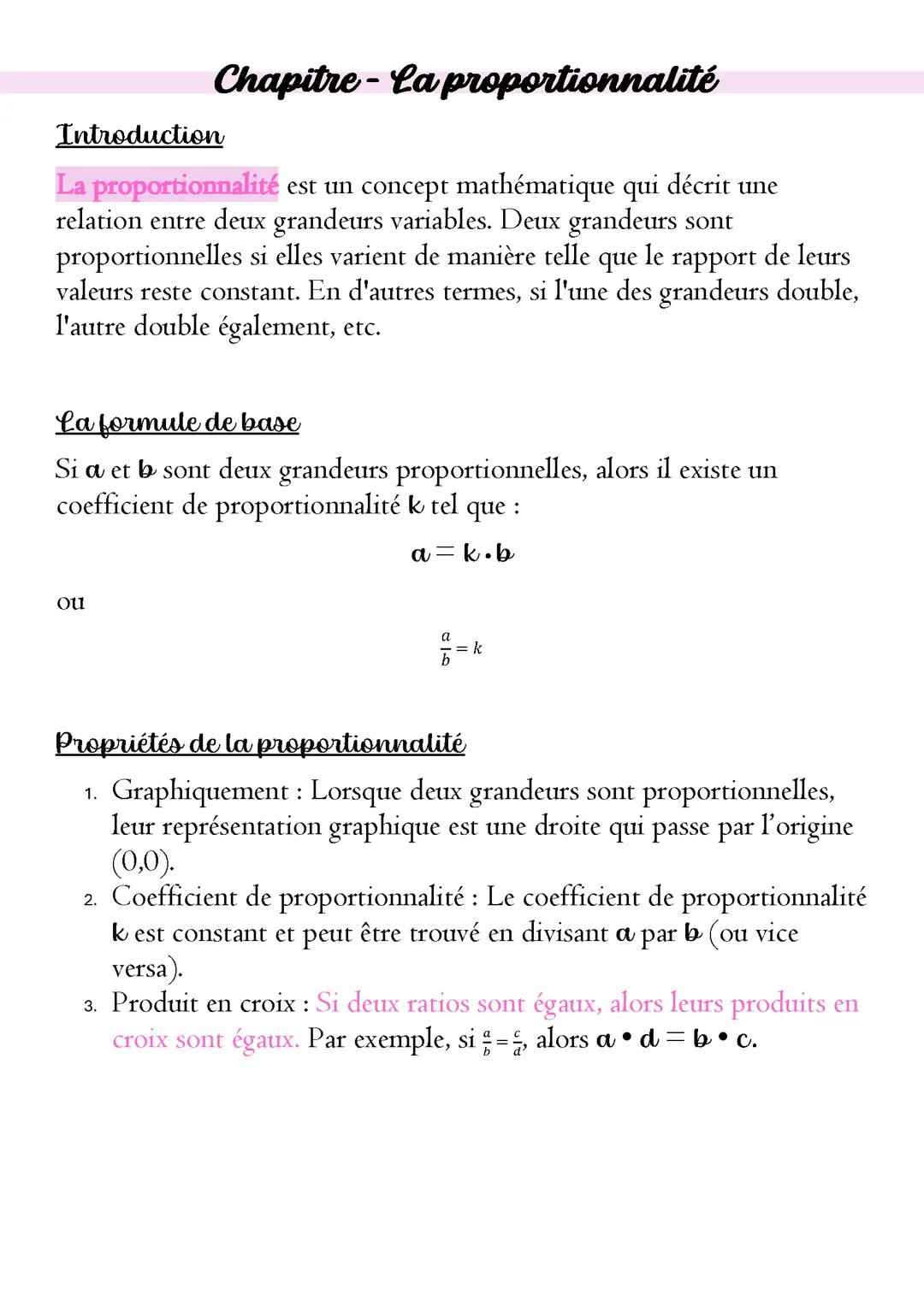 La proportionnalité