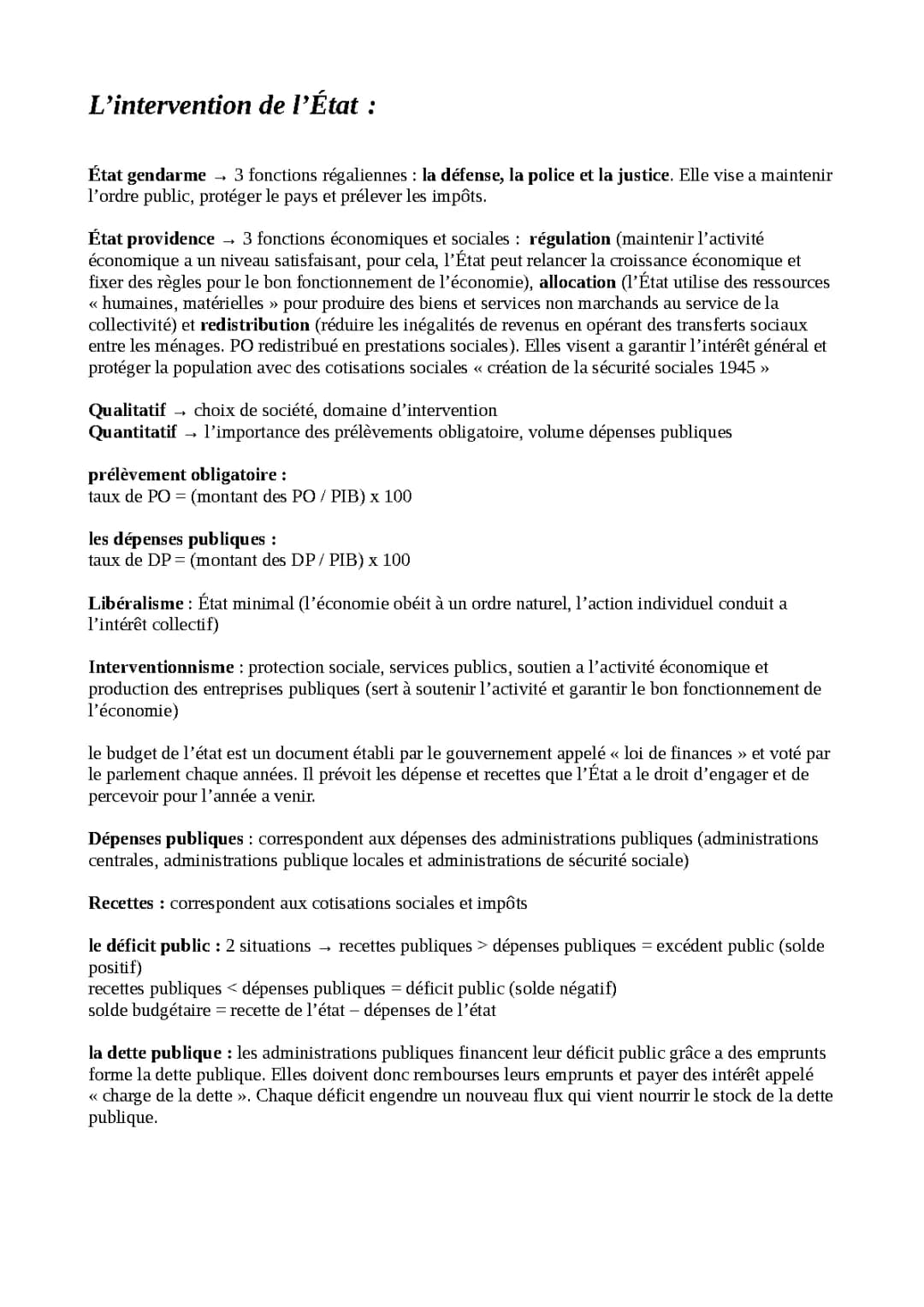 Intervention de l'Etat STMG