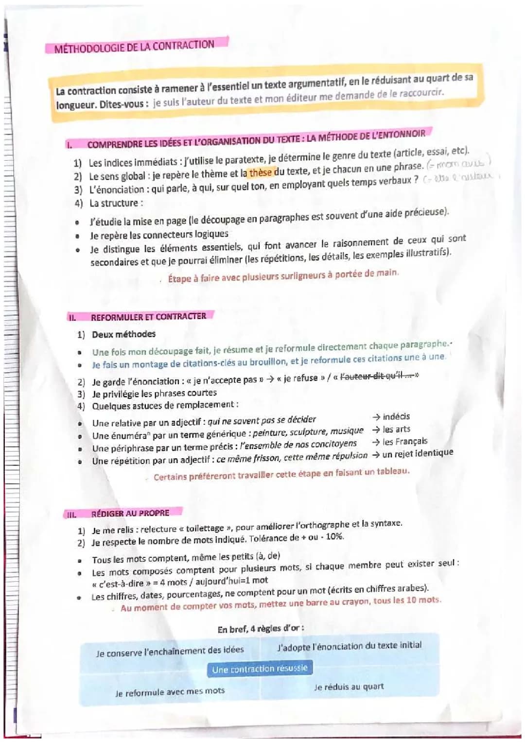  Méthodologie de la contraction