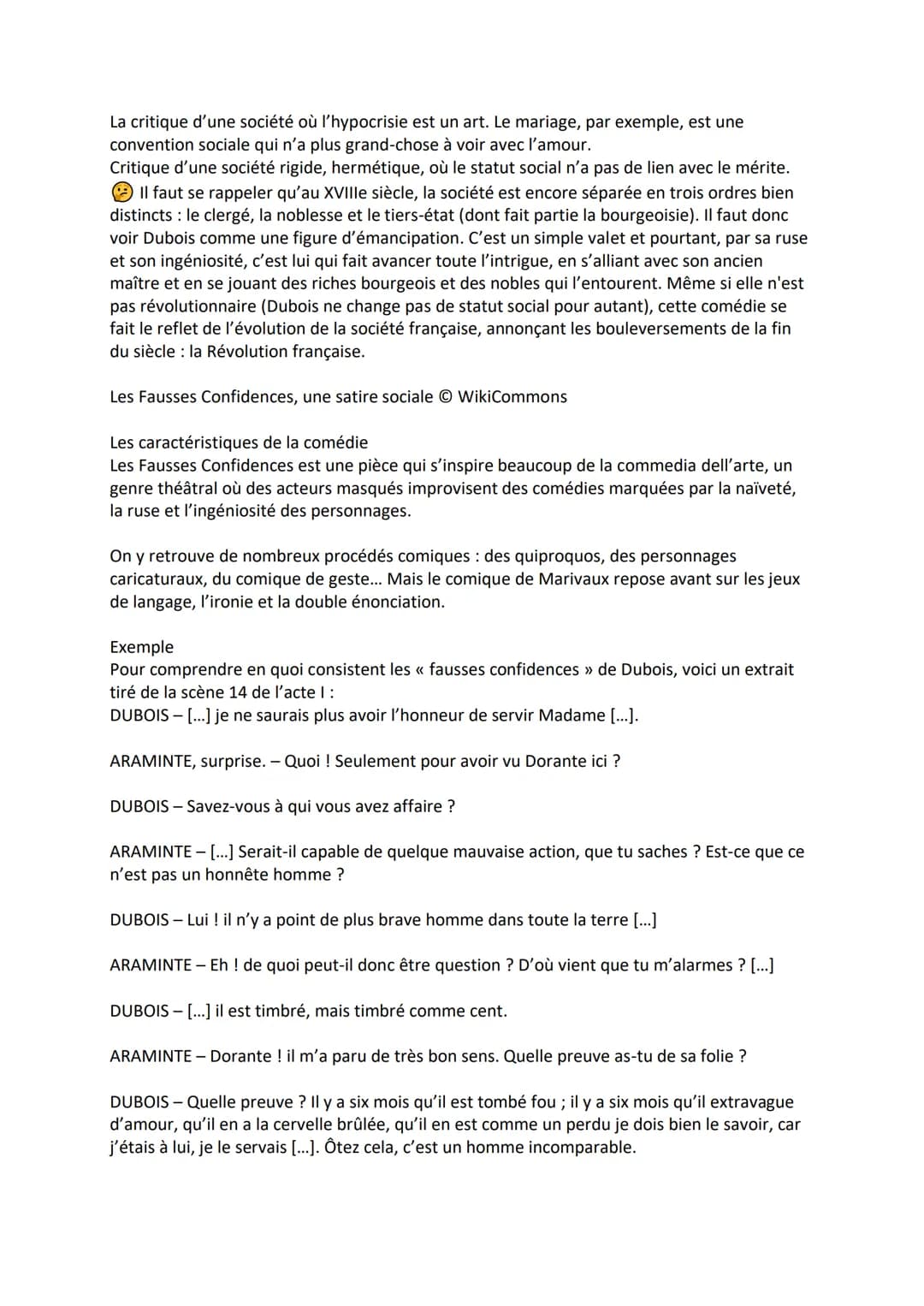 Dissertation : « Les Fausses Confidences » de Marivaux
Fiche de révision et analyse de cette œuvre de Marivaux (1688-
1763) au programme du 