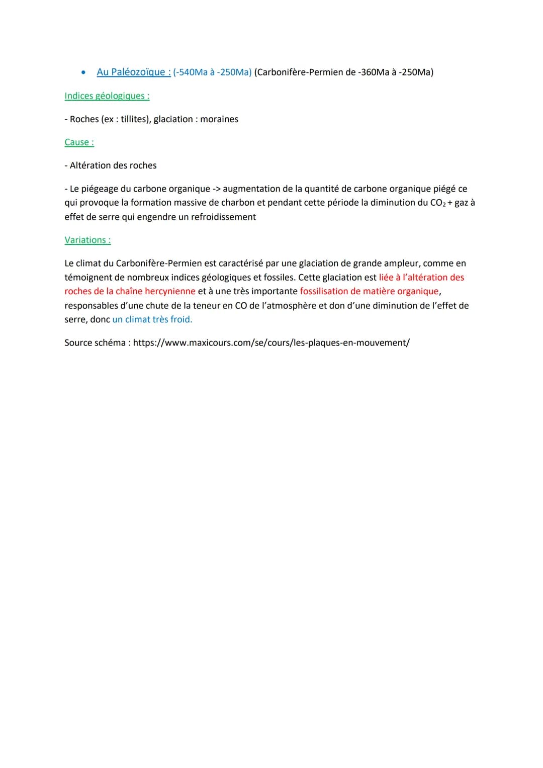 Chapitre 1 : Reconstituer et comprendre les variations climatiques passées
Le Quaternaire (-2,6Ma à aujourd'hui)
Indices géologiques :
- Mor