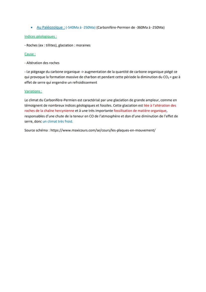 Chapitre 1 : Reconstituer et comprendre les variations climatiques passées
Le Quaternaire (-2,6Ma à aujourd'hui)
Indices géologiques :
- Mor