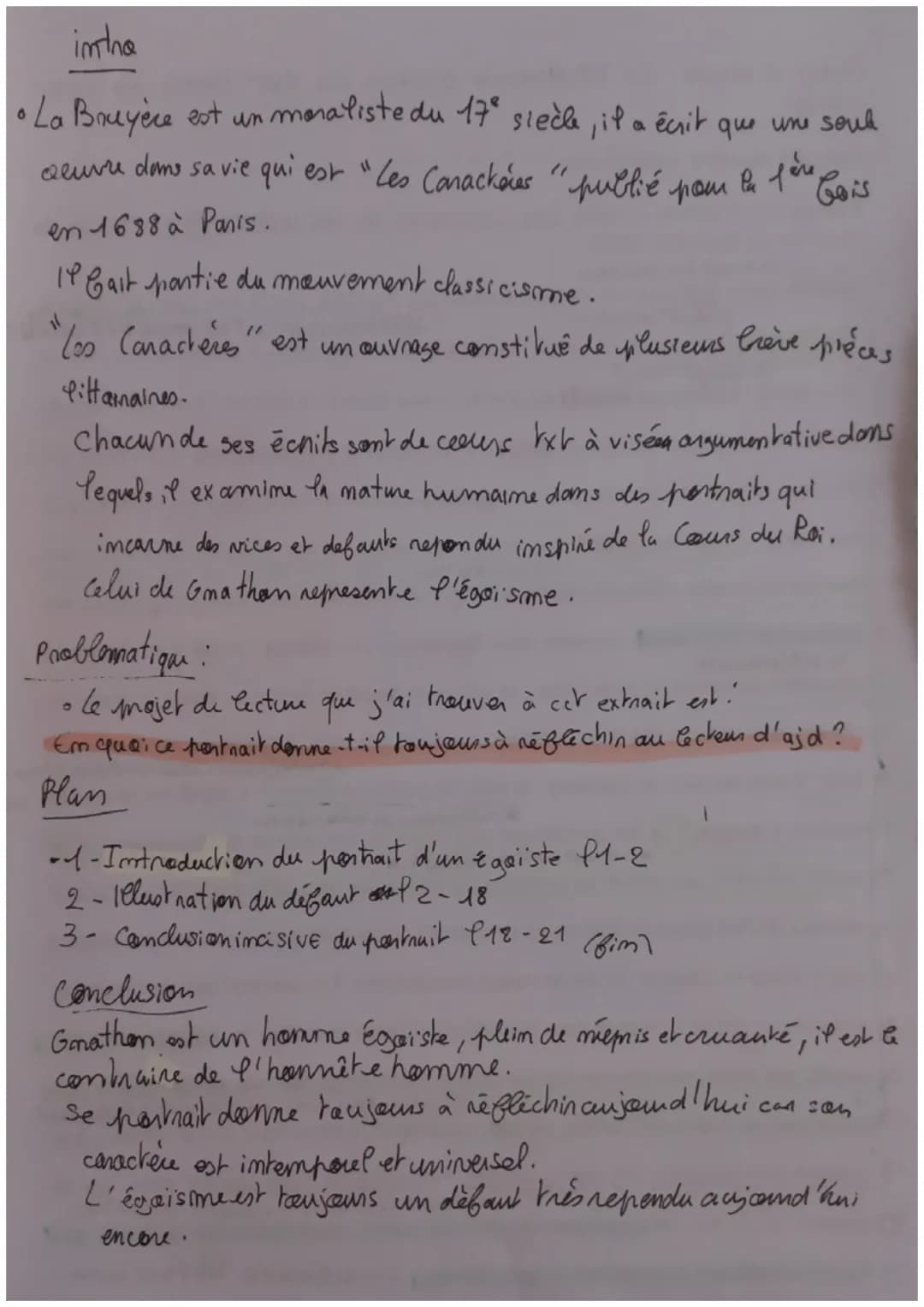 Objet d'étude: La littérature d'idées du XVIe siècle au XVIIIe
siècle
Extrait œuvre intégrale
Extrait : «< Gnathon >> dans Les Caractères ou