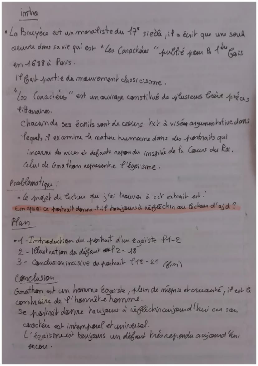 Objet d'étude: La littérature d'idées du XVIe siècle au XVIIIe
siècle
Extrait œuvre intégrale
Extrait : «< Gnathon >> dans Les Caractères ou