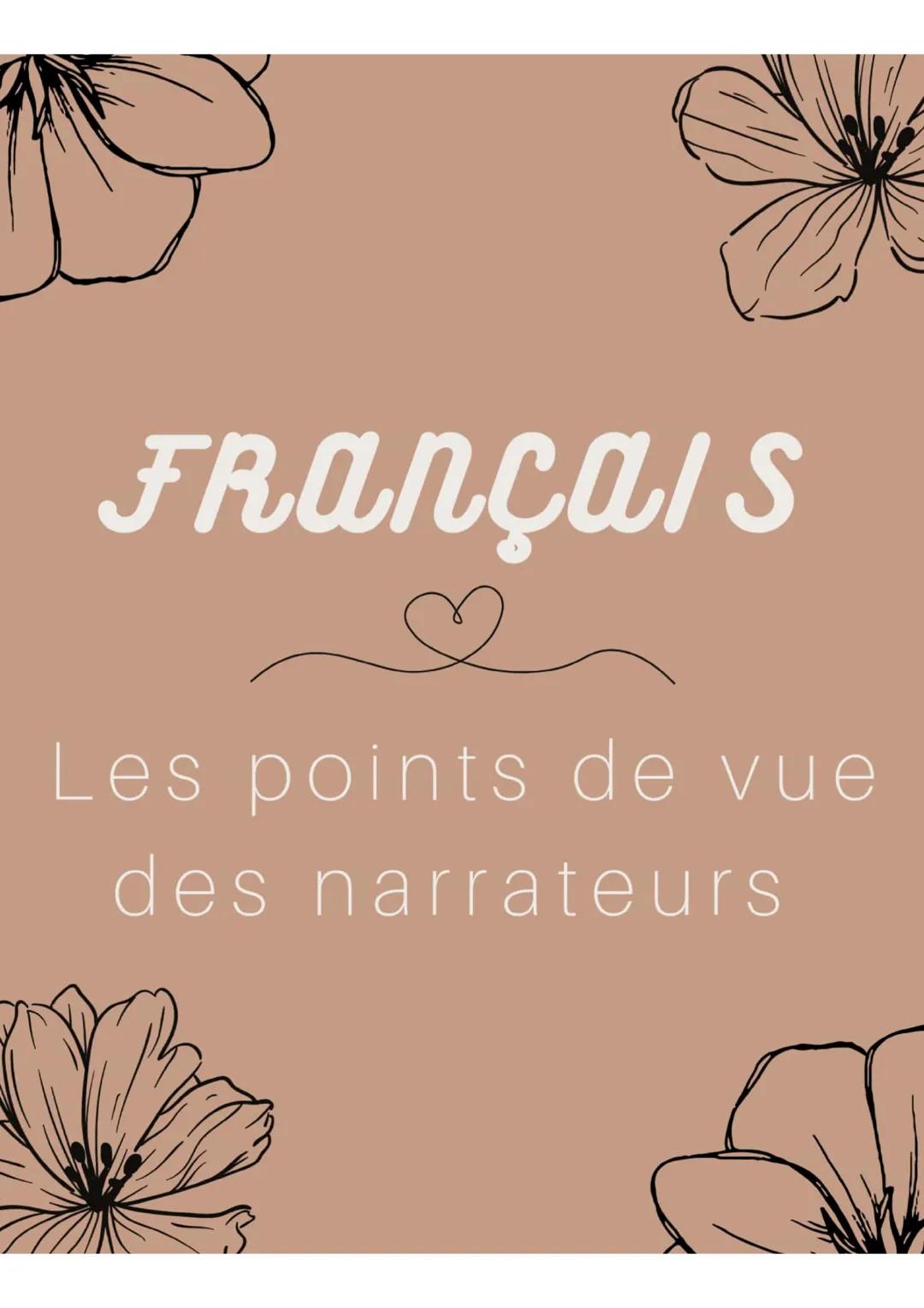 # FRANÇAIS

Les points de vue
des narrateurs # Mémo

L'auteur est la personne réelle qui a rédigé le récit.
Le narrateur est la voix qui pre