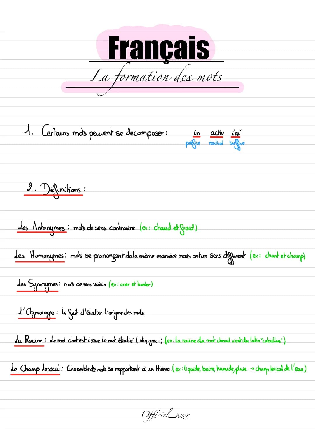 Français : formation des mots