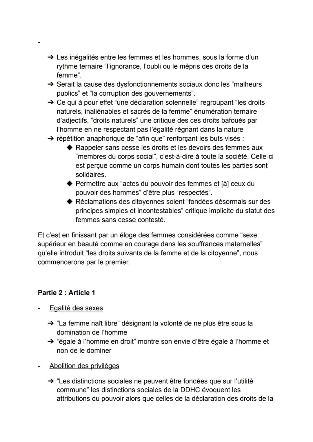 Explication linéaire de la DDFC ; Préambule et articles I et II
-Intro-
Au XVIIIème siècle, de nombreux auteurs s'engagent pour l'égalité de