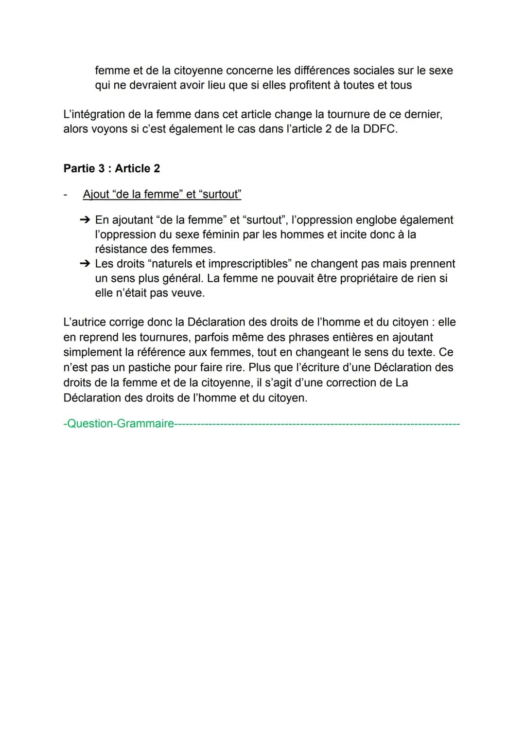 Explication linéaire de la DDFC ; Préambule et articles I et II
-Intro-
Au XVIIIème siècle, de nombreux auteurs s'engagent pour l'égalité de