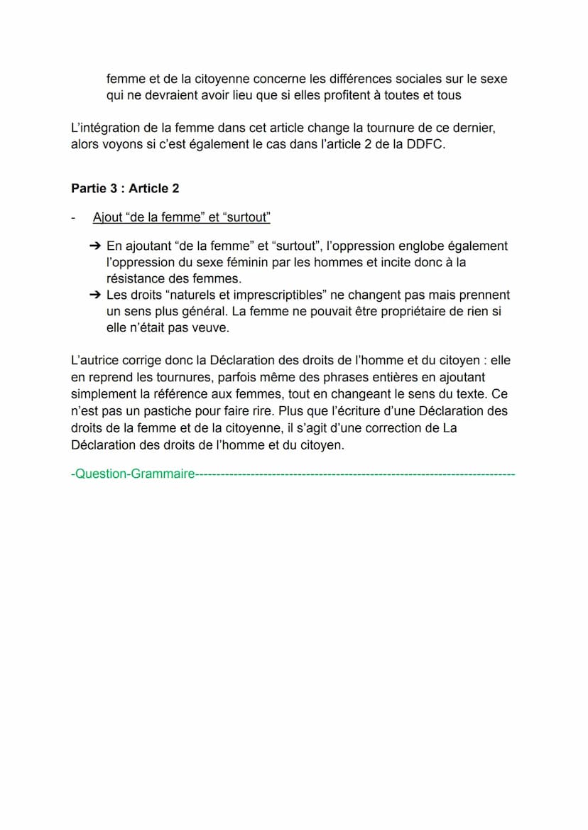 Explication linéaire de la DDFC ; Préambule et articles I et II
-Intro-
Au XVIIIème siècle, de nombreux auteurs s'engagent pour l'égalité de