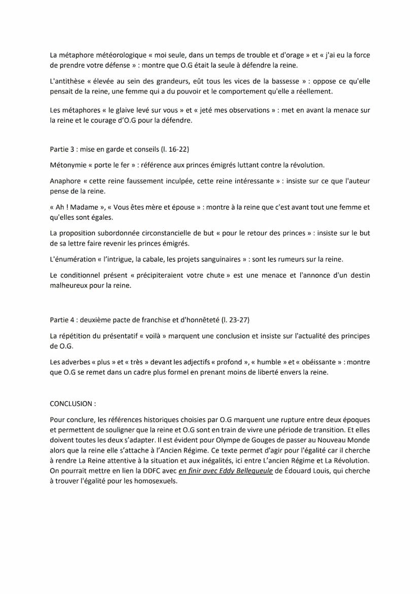 INTRODUCTION :
La « dédicace à la reine » est étudié dans le parcours écrire et combattre pour l'égalité. L'auteur
Olympe de Gouges, est une