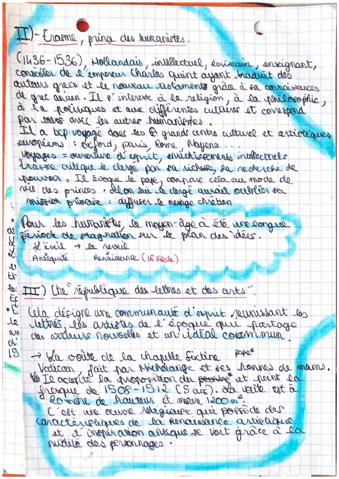 Humanisme & Renaissance & C
Réformes Religieuses...
I)- Humanisme.
est un mouvement intellectuel, courant de pervers
manières nouvelle d'env