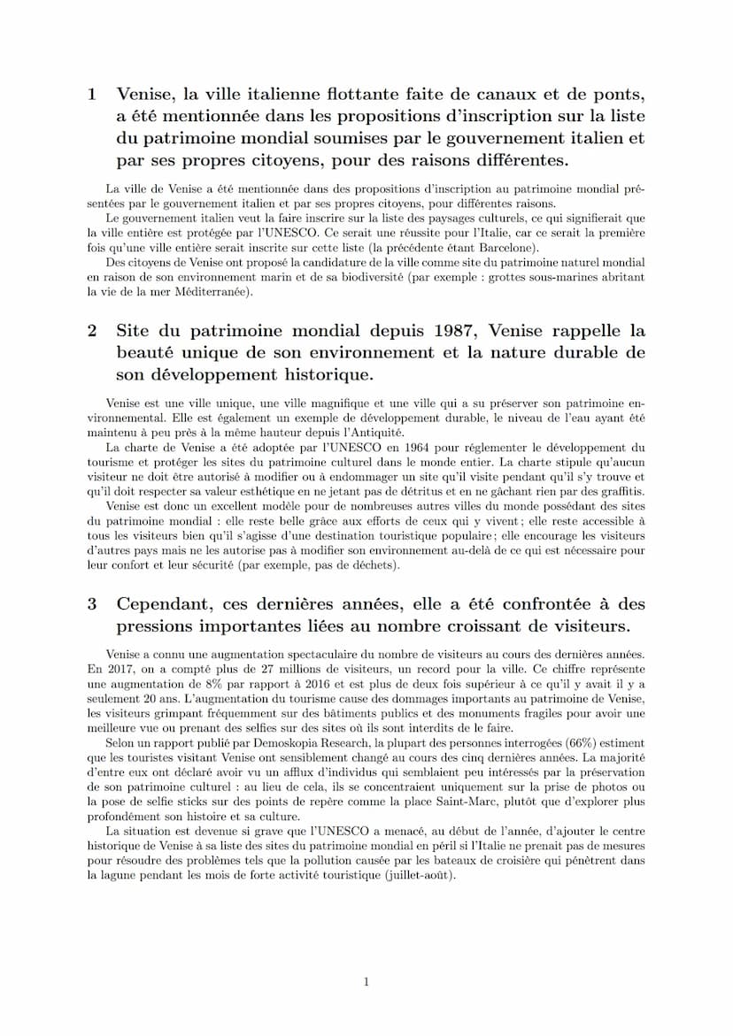 LYCEE GENERAL ET TECHNOLOGIQUE LA BRUYERE
Venise, entre valorisation touristique et
protection du patrimoine
18 mai 2022
AFFICHARD-PIERRI Ga