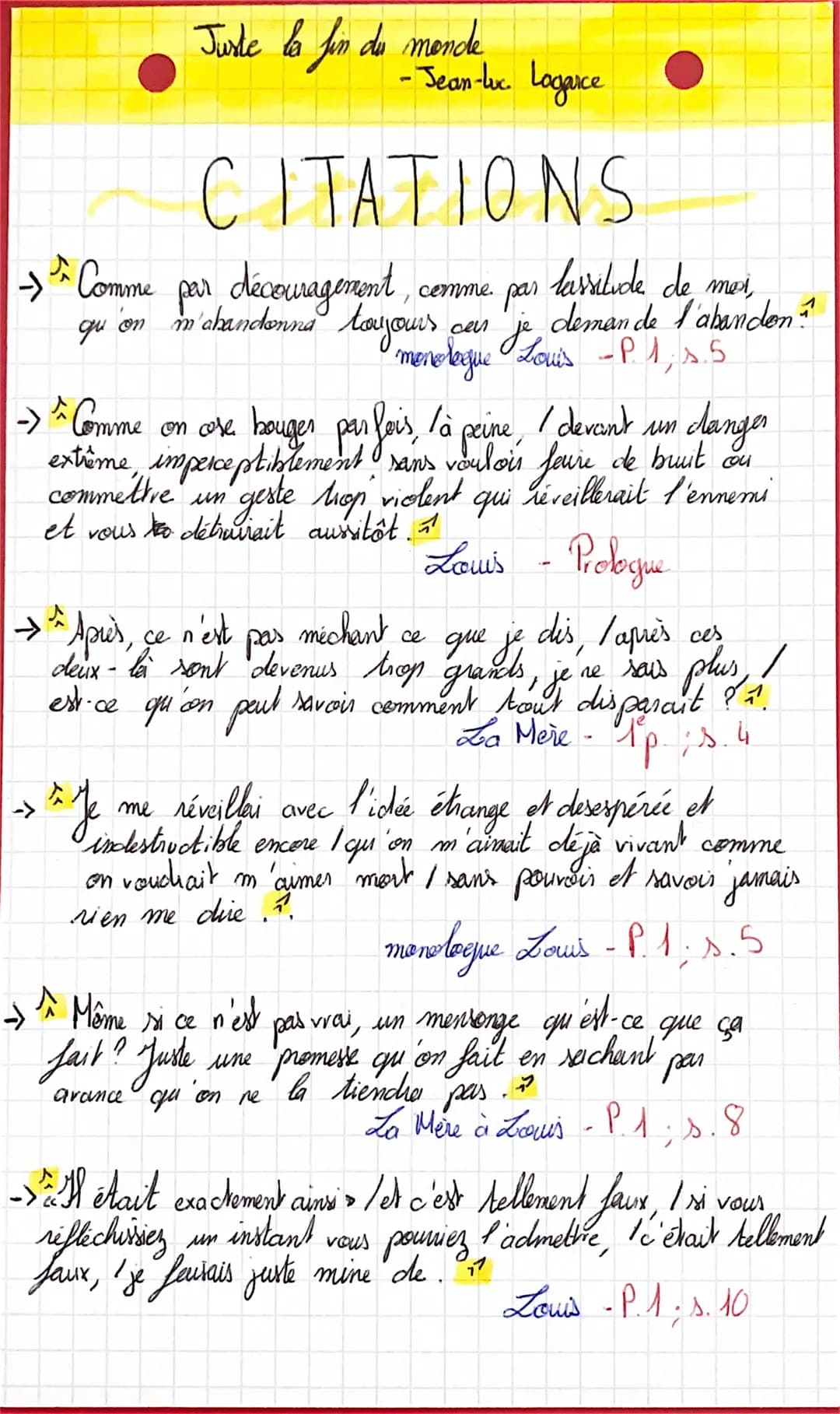 → Comme
ди
Juste la fin du monde,
-Jean-Luc Logarce
CITATIONS
lassitude de mexi
on abandonna toyours demande l'abandon?
44
par découragement