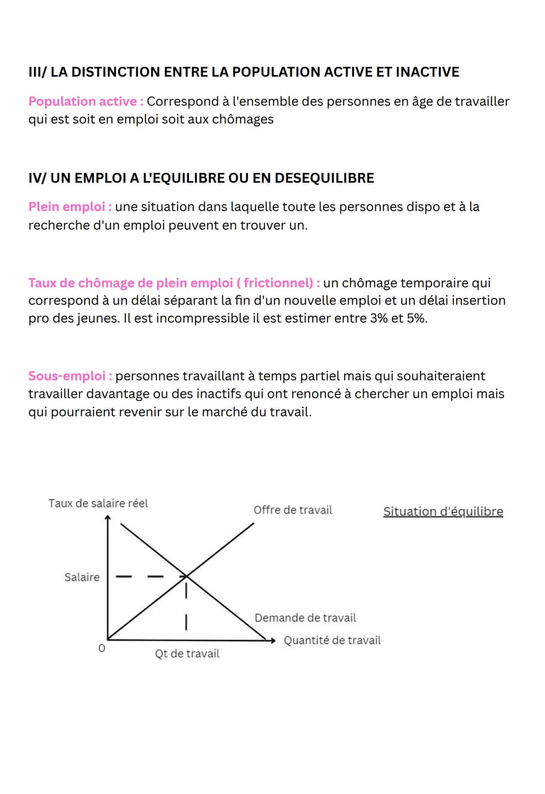 ECO
CHAPITRE 7:
L'offre et la demande de travail
I/ LE MARCHE DU TRAVAIL
Marché: Lieu réel ou fictif où s'échange la demande et l'offre d'un