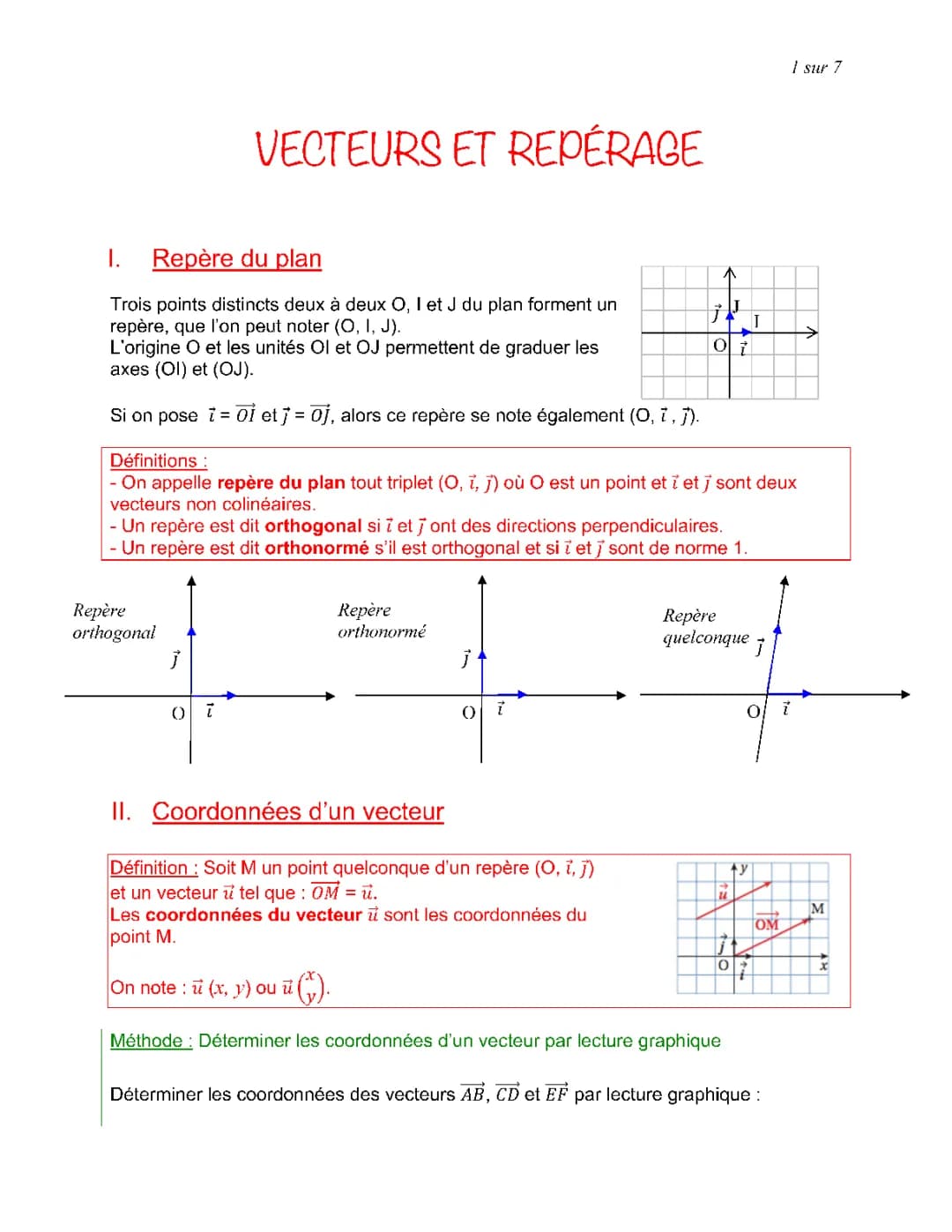 Cours Complet sur les Vecteurs pour Collégiens - PDF