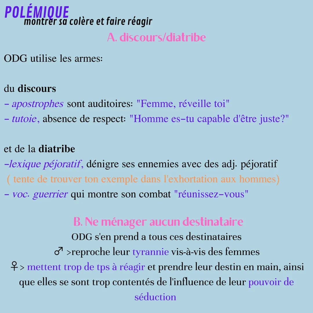 Ce qu'il faut retenir
pour une dissertation sur:
La déclaration des droits de la femme et de la citoyenne de
Olympe de gouges
cours intégral