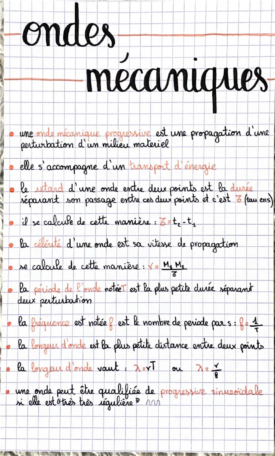 --- OCR Start ---
ondes
mécaniques
• une onde mécanique progressive est une propagation d'une
perturbation d'un milieu materiel
• elle s'acc