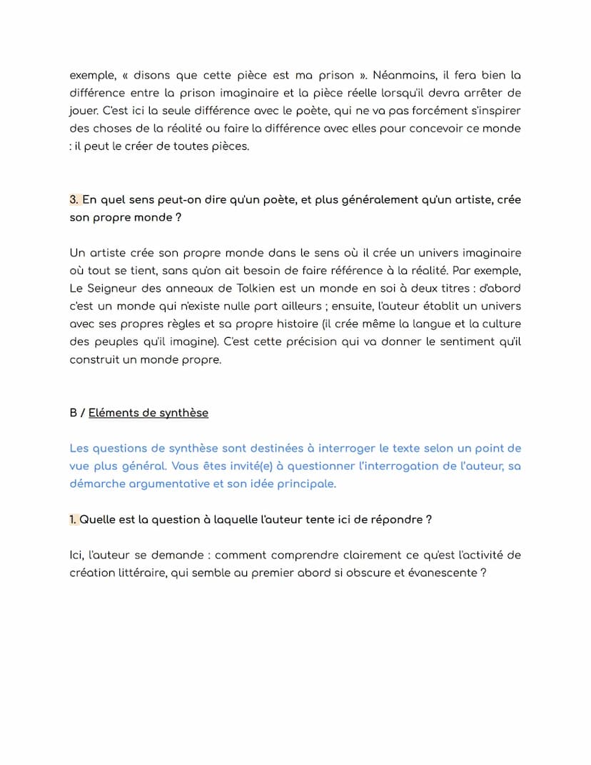 La méthodologie de l'explication de texte
L'option n°1:
Si vous choisissez l'option n°1, vous devez répondre à trois groupes de questions
de