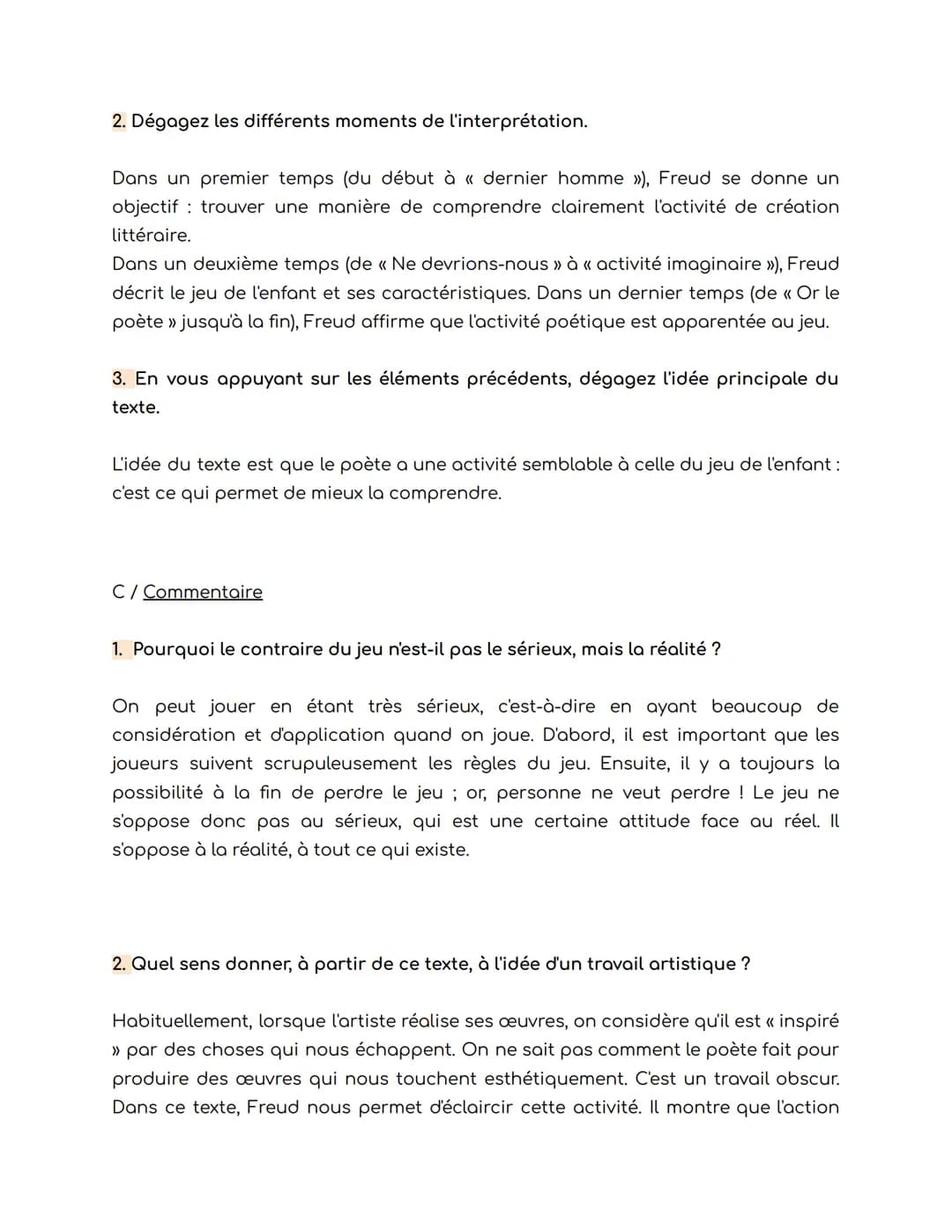 La méthodologie de l'explication de texte
L'option n°1:
Si vous choisissez l'option n°1, vous devez répondre à trois groupes de questions
de