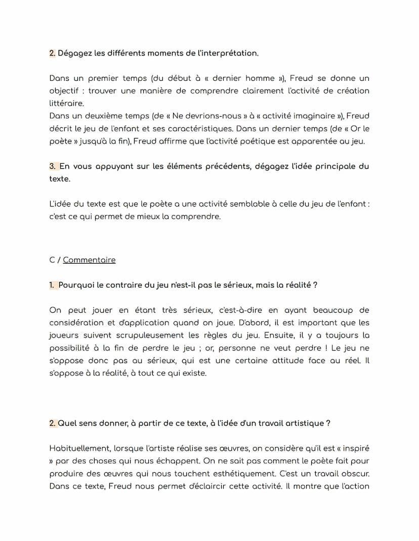 La méthodologie de l'explication de texte
L'option n°1:
Si vous choisissez l'option n°1, vous devez répondre à trois groupes de questions
de