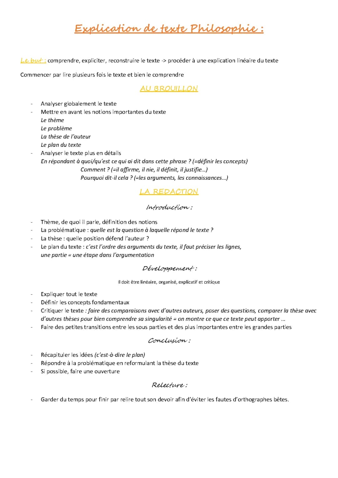 Méthodologie pour expliquer un texte de philo