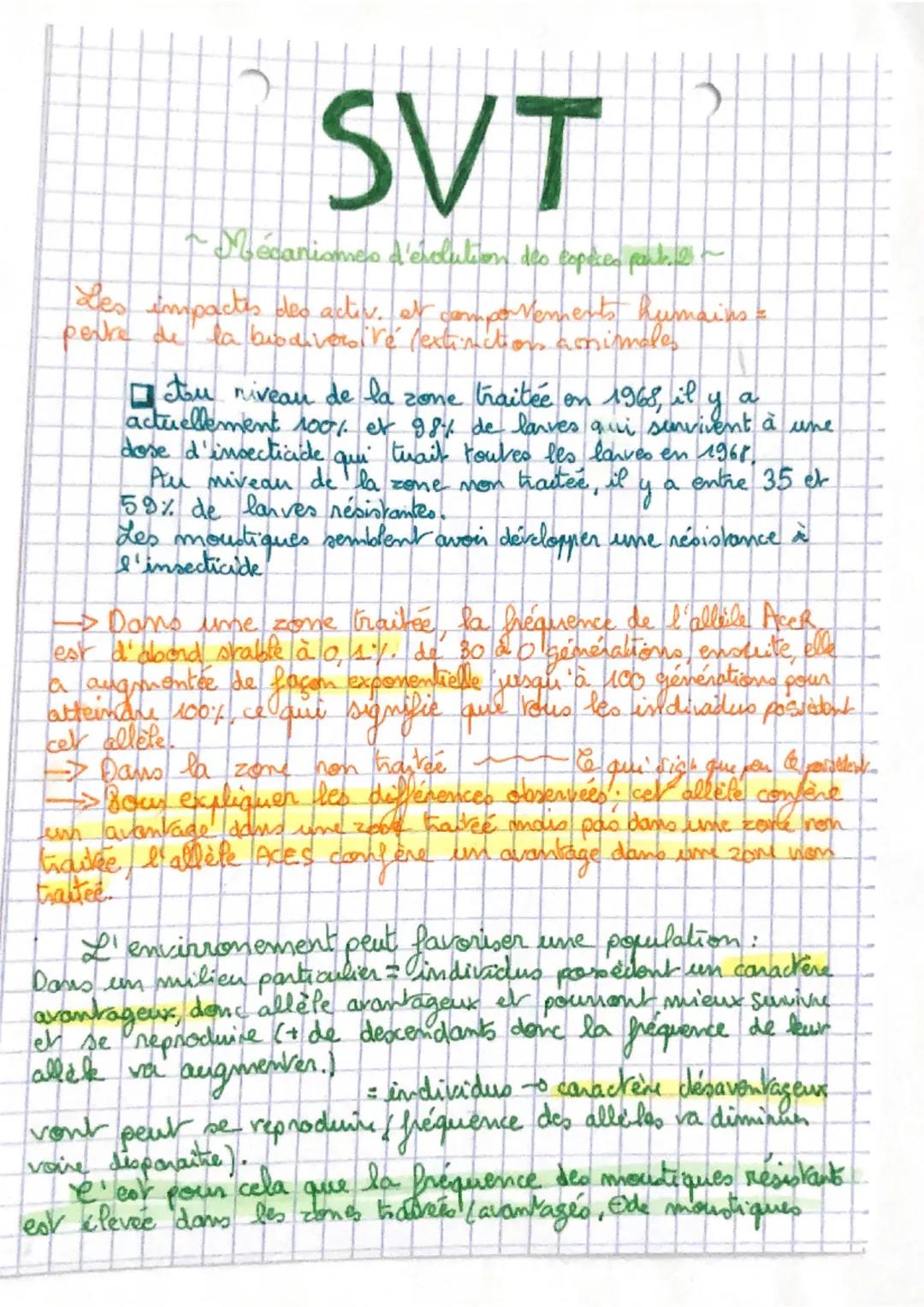 SVT

~ Mécanismes d'esolution des copèces parts. 2~

Des impactes des activ. elt comportements humains &
perdre de la biodiversité extinctio