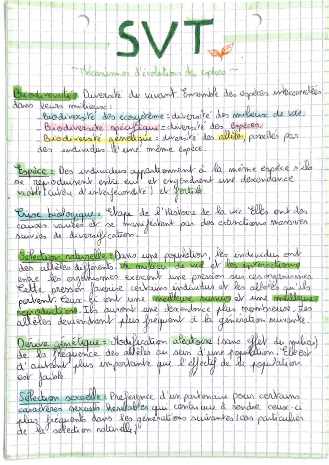 SVT

~ Mécanismes d'esolution des copèces parts. 2~

Des impactes des activ. elt comportements humains &
perdre de la biodiversité extinctio