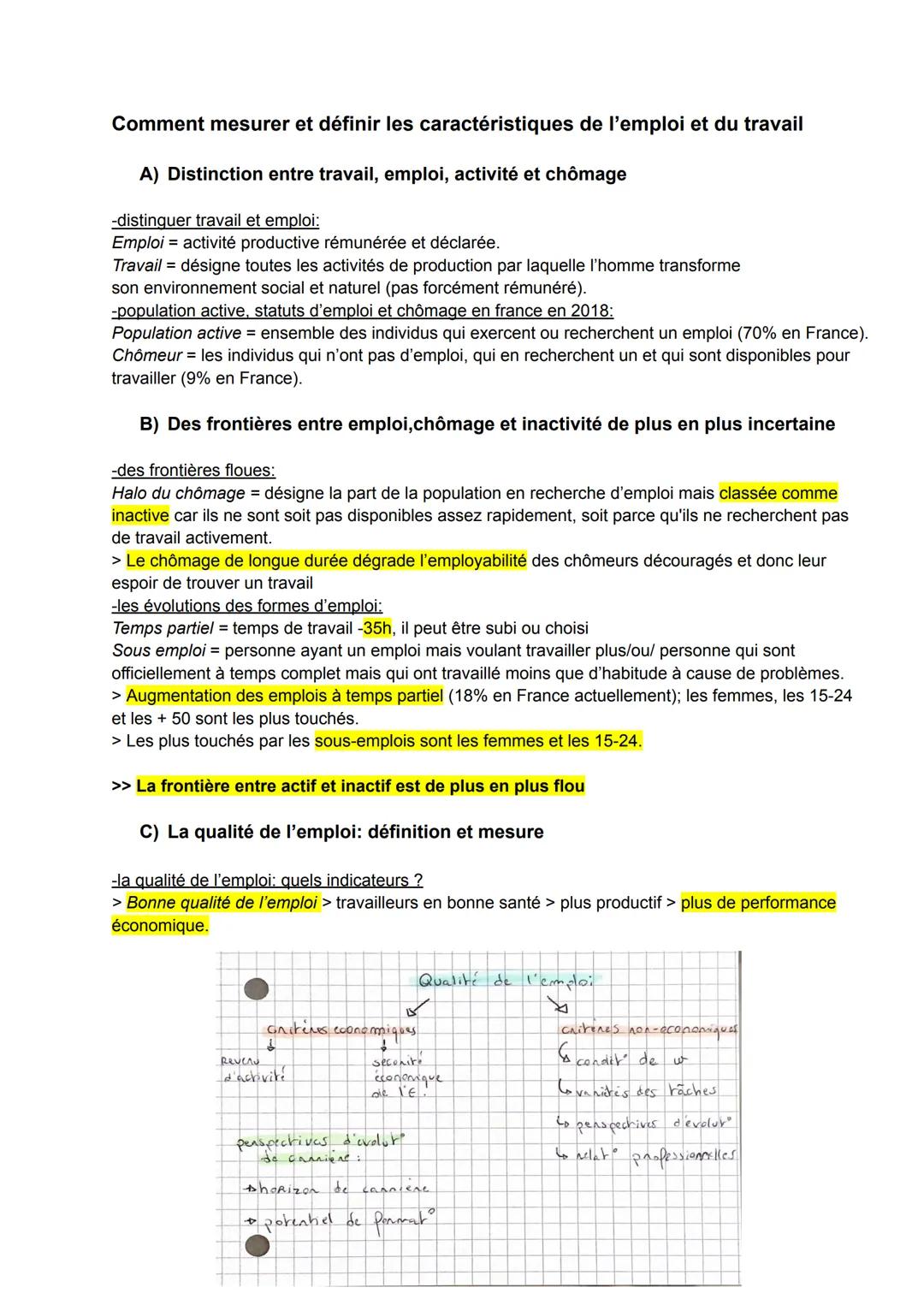 Comment mesurer et définir les caractéristiques de l'emploi et du travail
A) Distinction entre travail, emploi, activité et chômage
-disting