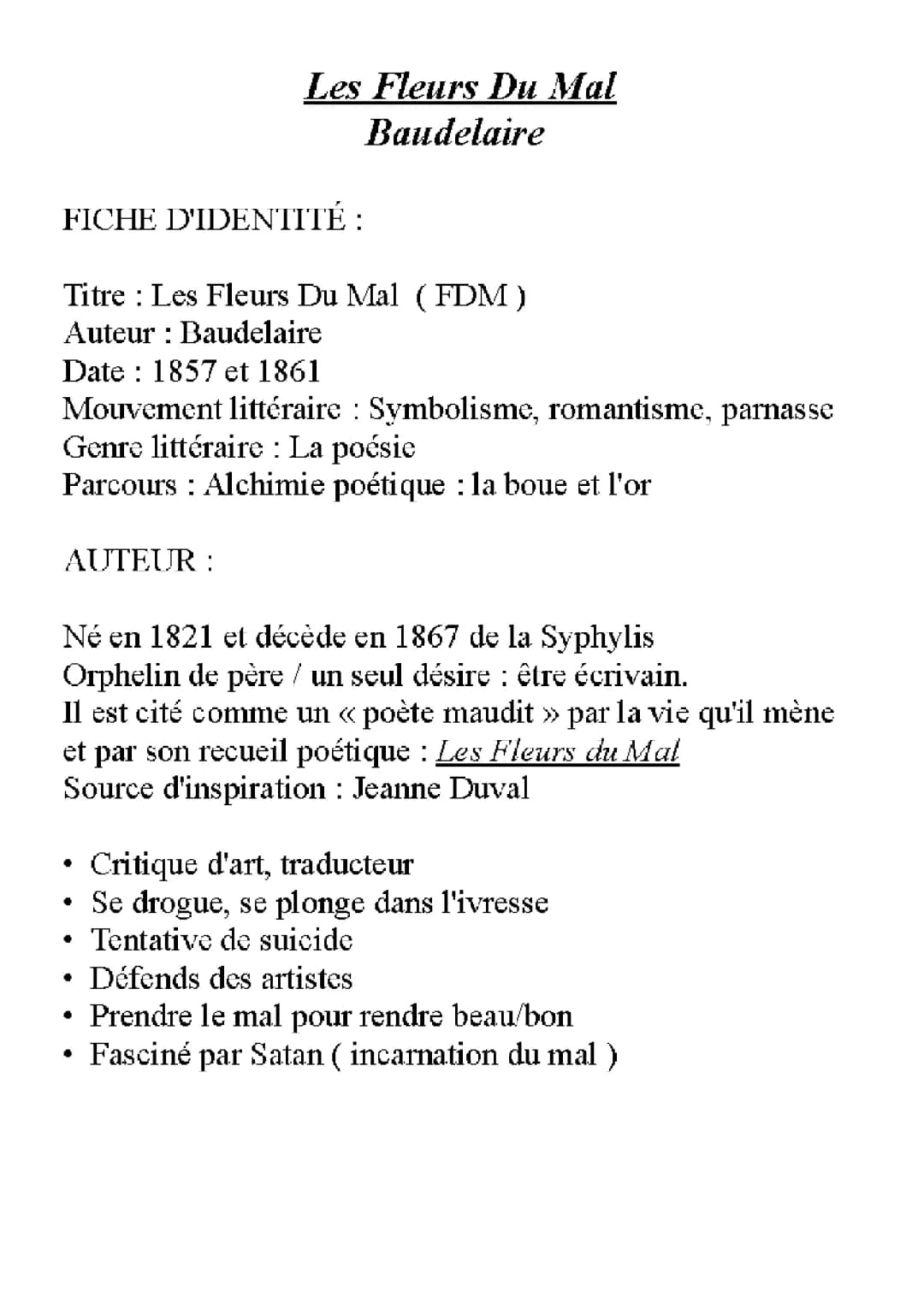Les Fleurs du Mal : Résumé, Symbolisme, et Spleen et Idéal de Baudelaire
