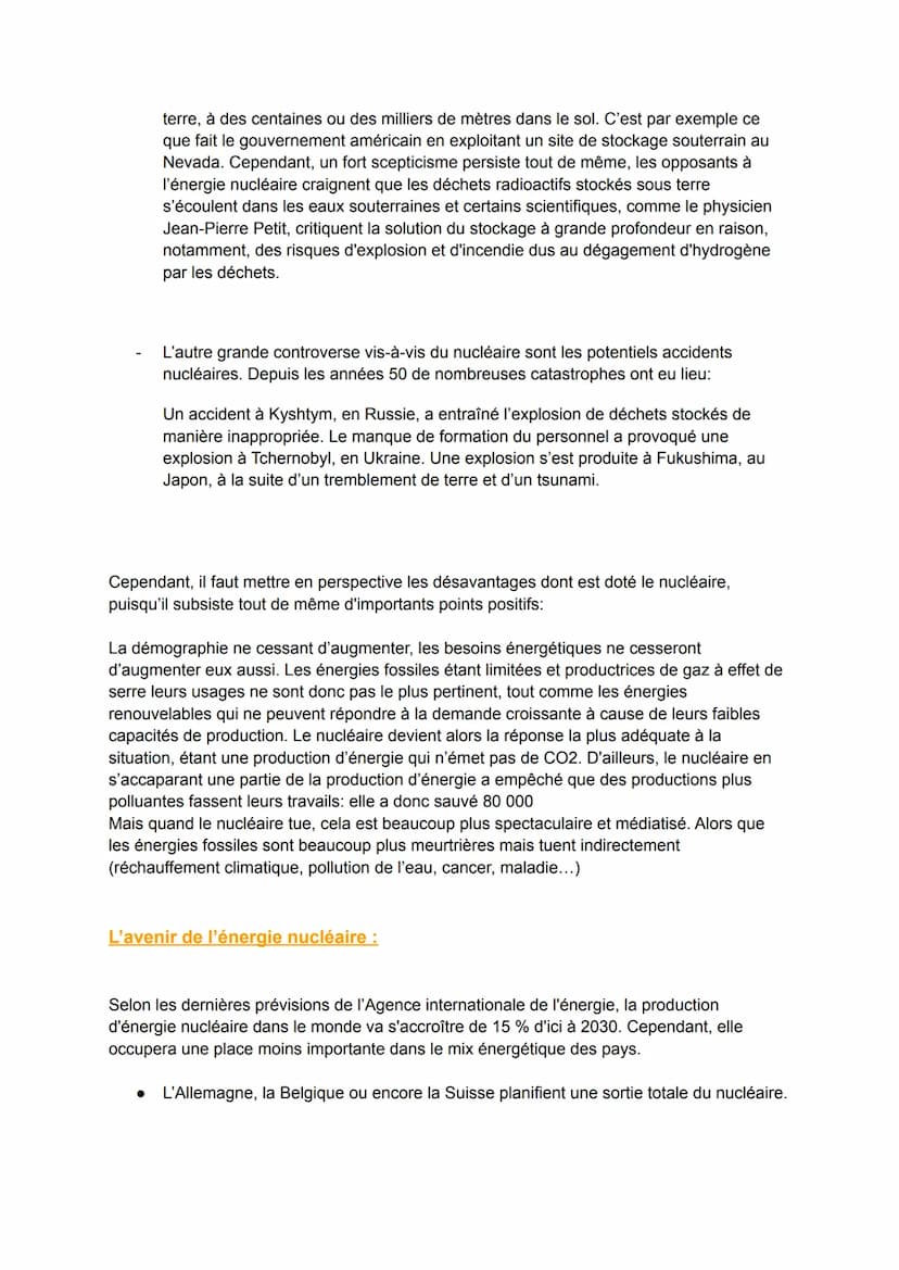 L'énergie nucléaire
Le principe de ce type de production :
L'énergie nucléaire dépend d'un combustible fissile appelé Uranium qui est un min