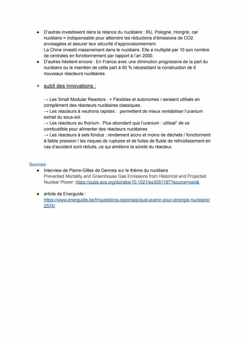 L'énergie nucléaire
Le principe de ce type de production :
L'énergie nucléaire dépend d'un combustible fissile appelé Uranium qui est un min