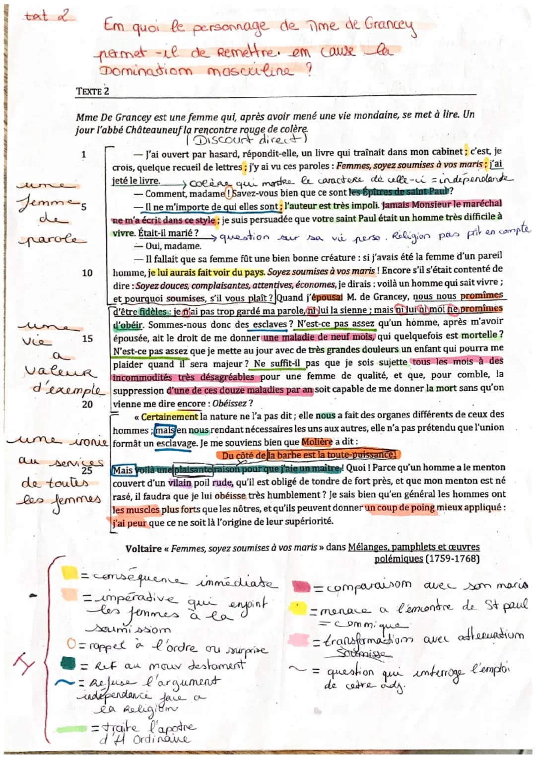 tat 2
ume
Jemmes
سعال
سفال
TEXTE 2
Mme De Grancey est une femme qui, après avoir mené une vie mondaine, se met à lire. Un
jour l'abbé Châtea