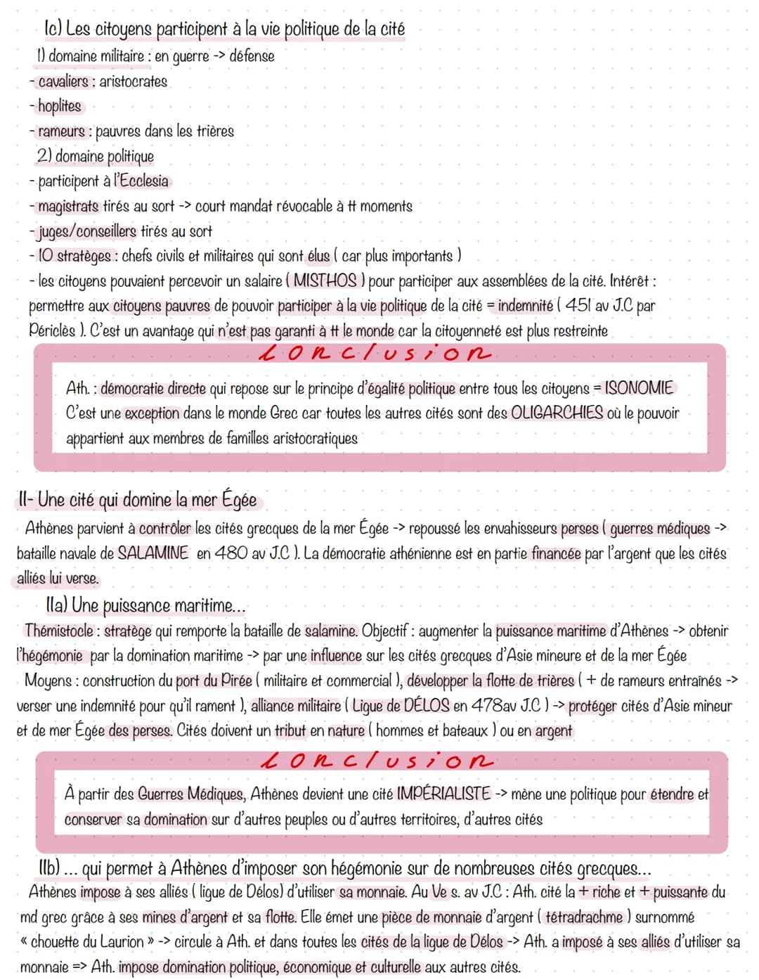 h
stoin.
LA MEDITERRANE E ANTIQUE
1.H.I: Périclès et la démocratie athénienne au Ve s. av J.C
dates
pour
contextualise
Au Ville s. av J.C ->