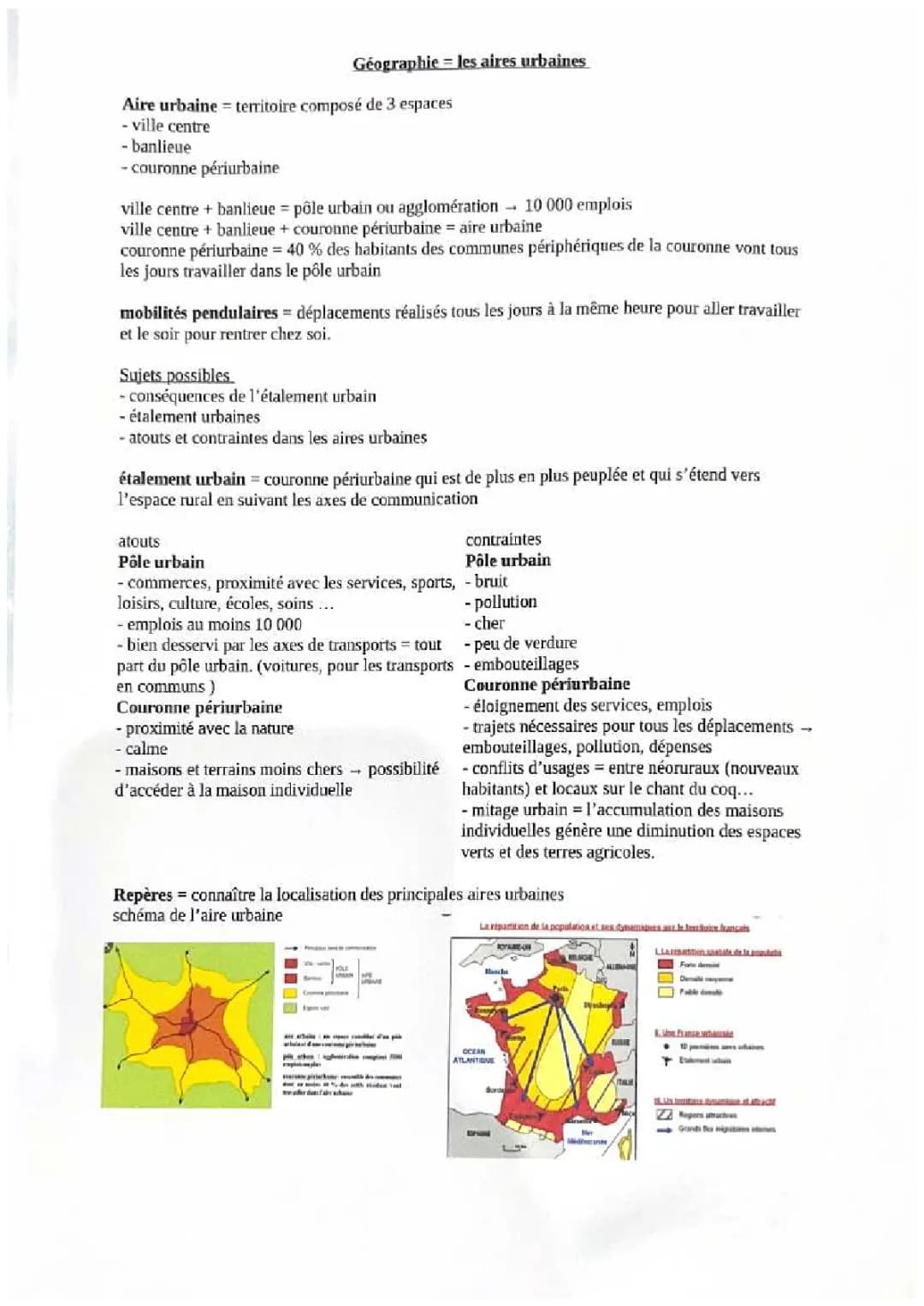 Les Aires Urbaines en Géographie