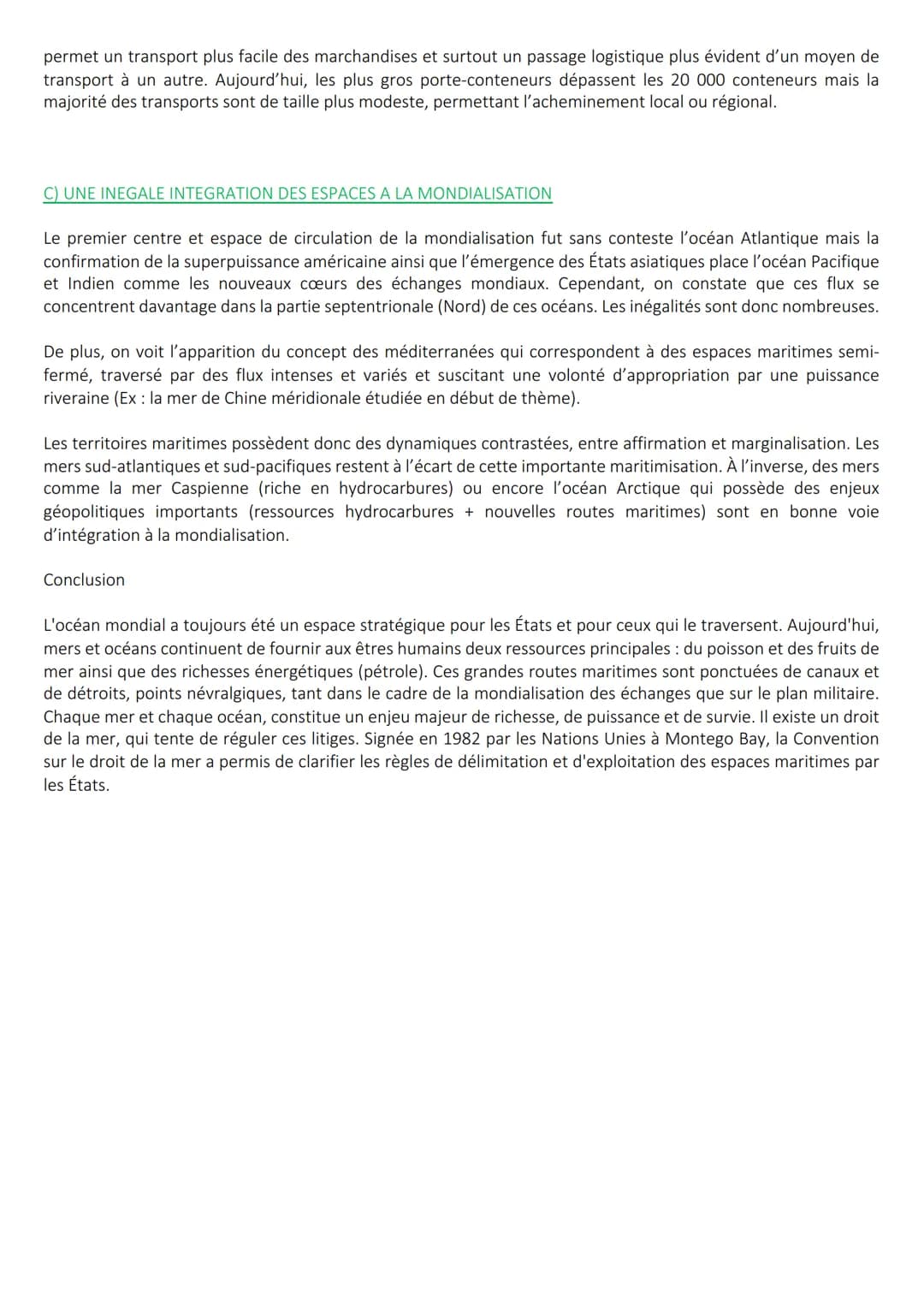 Terminale Géographie Thème 1: Mers et océans au cœur de la
mondialisation
SEQUENCE 4: MERS ET OCEANS VECTEURS ESSENTIELS DE LA
MONDIALISATIO
