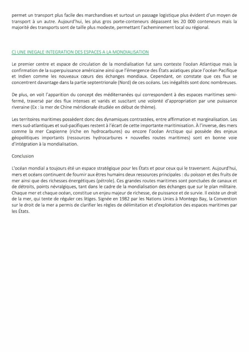 Terminale Géographie Thème 1: Mers et océans au cœur de la
mondialisation
SEQUENCE 4: MERS ET OCEANS VECTEURS ESSENTIELS DE LA
MONDIALISATIO