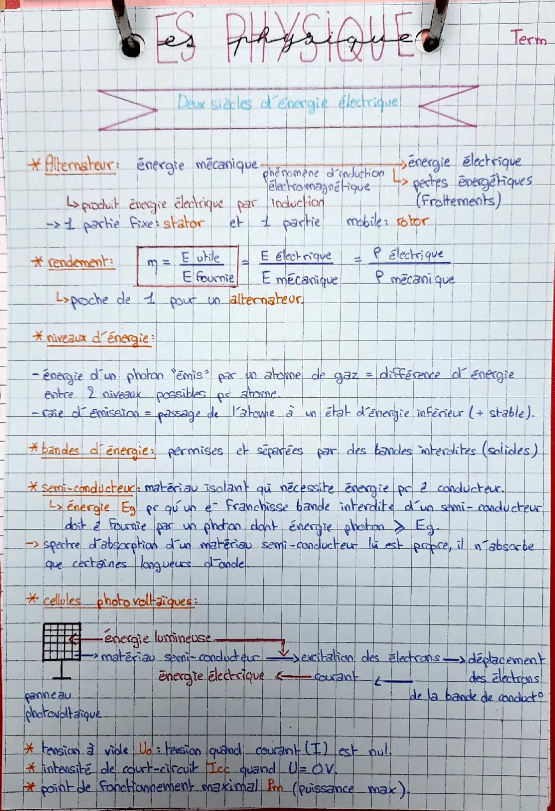 Deux siècles d'énergie électrique: exercices corrigés, PDF et contrôle pour terminale