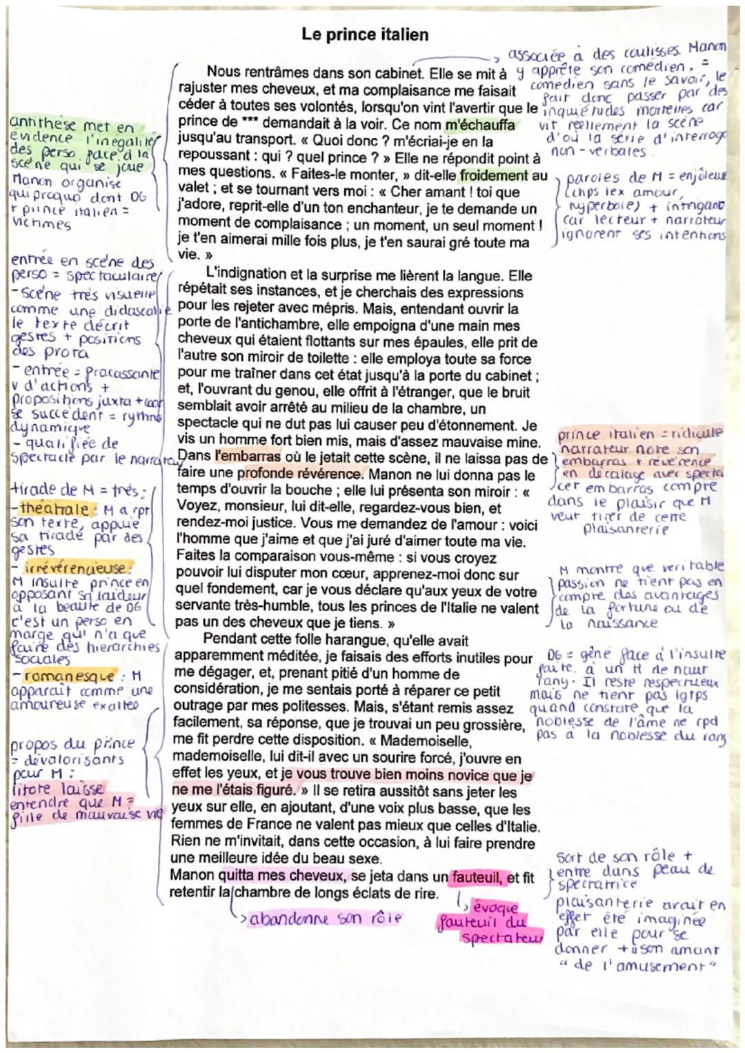 antithese met en
evidence l'inegalite
des perso pace à la
sce ne qui se joue
Manon organise
qui proquo don't DG
+ prince italien =
victimes
